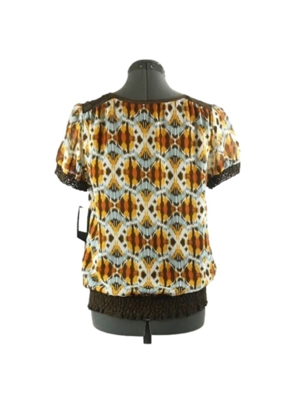 NICOLE by NICOLE MILLER Sun abstract print blouse. Size S, NWT! - Picture 3 of 5